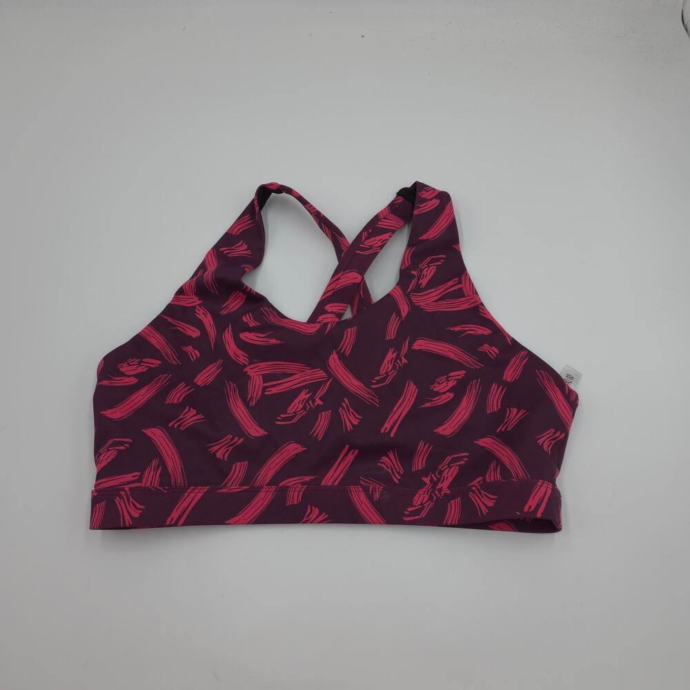 Running Girl Criss-Cross Back Strappy Sports Bra in Abstract Print Size L
